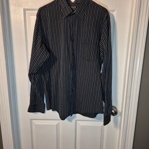 Classic Arrow Navy Blue Striped Button-Up Shirt - Size 36/37